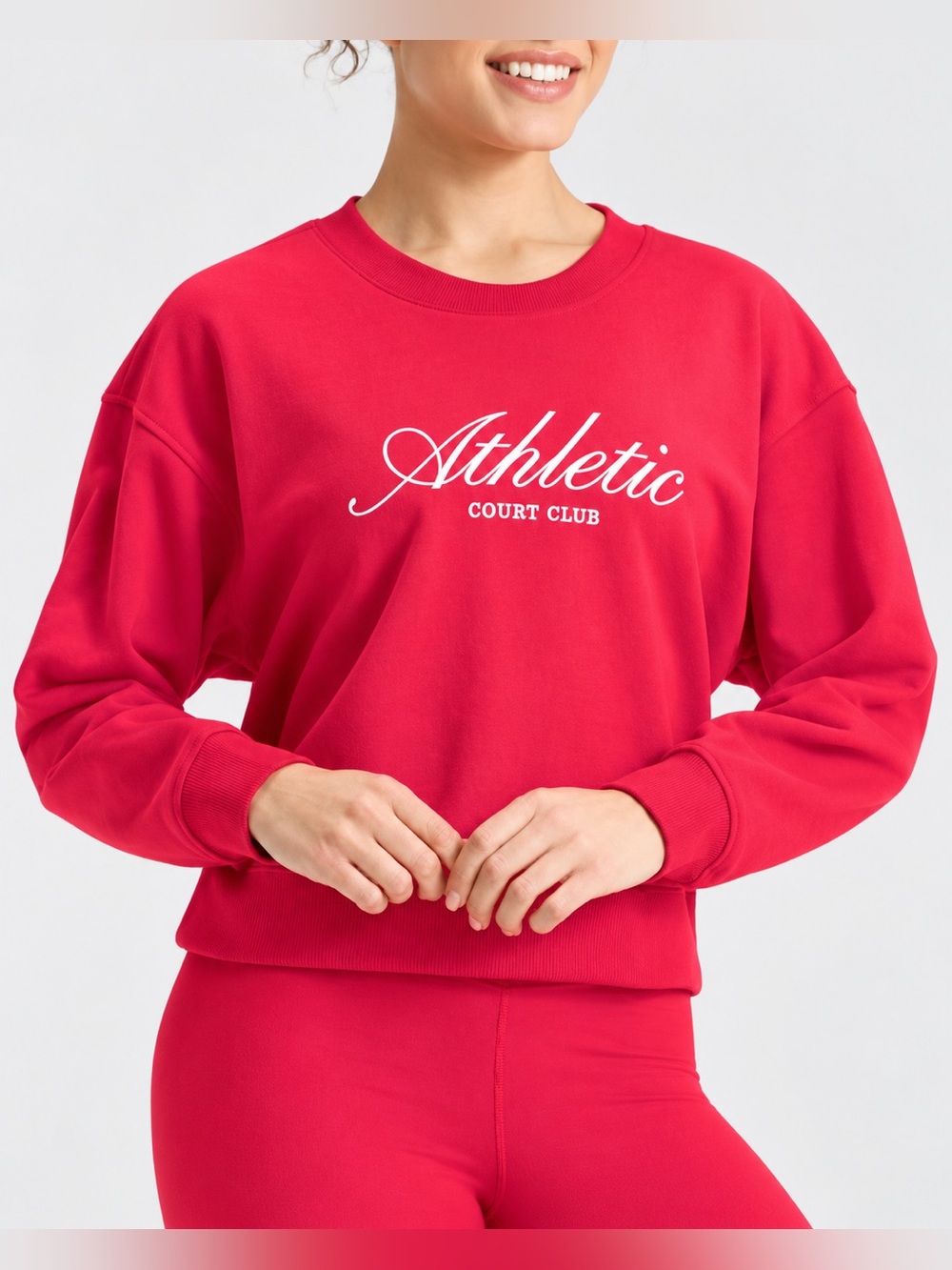 All in Motion Racer Red Athletic Court Club Crewneck Sweatshirt Size XXL NWT